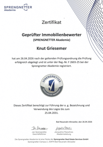 Knut Griesemer - Geprüfter Immobilienbewerter (SPRENGNETTER Akademie)